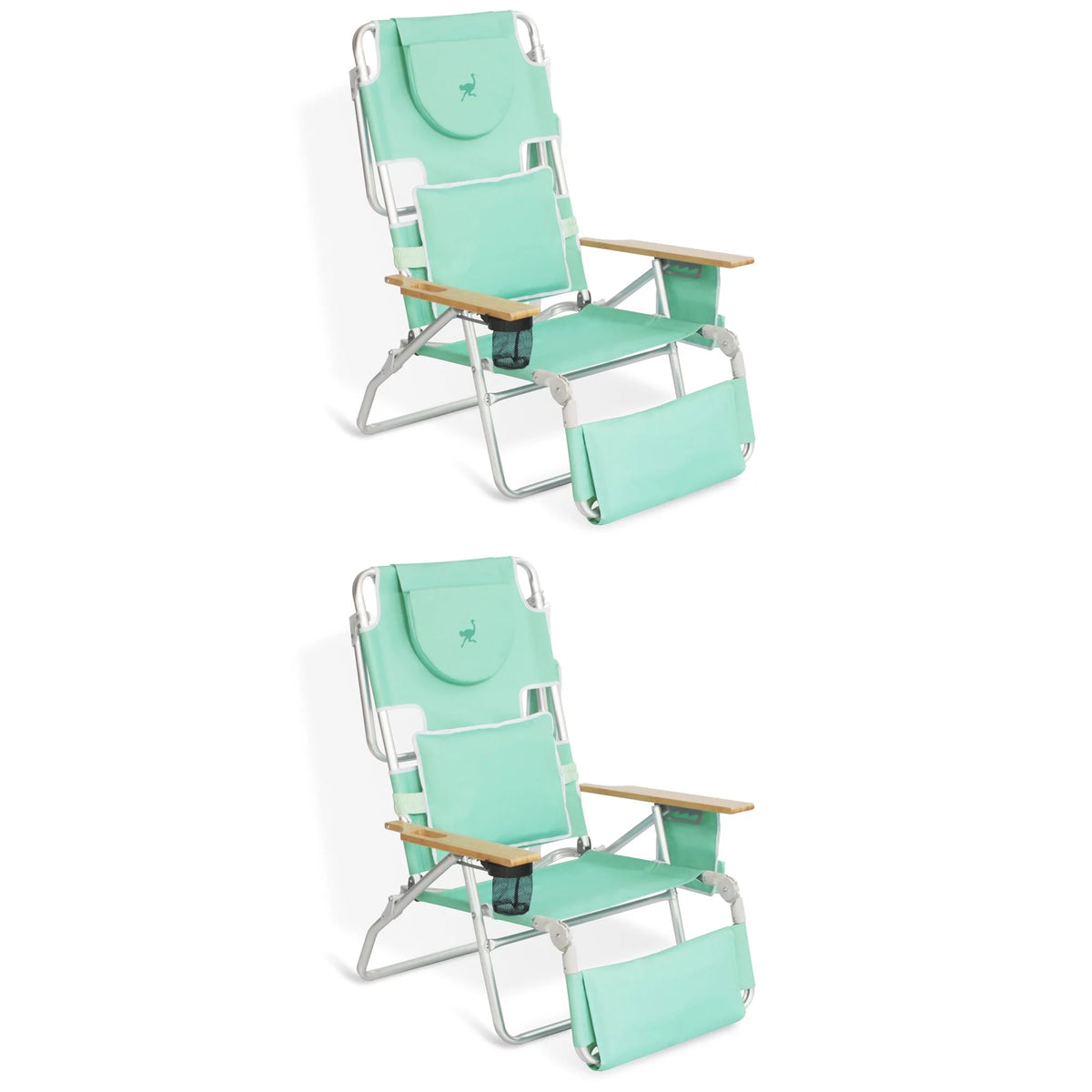 Teal 2 Pack Padded Outdoor Folding Beach Chair F5074