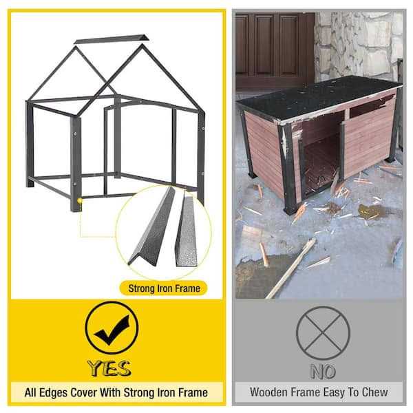 Outdoor Dog House with Porch Iron Frame I826659