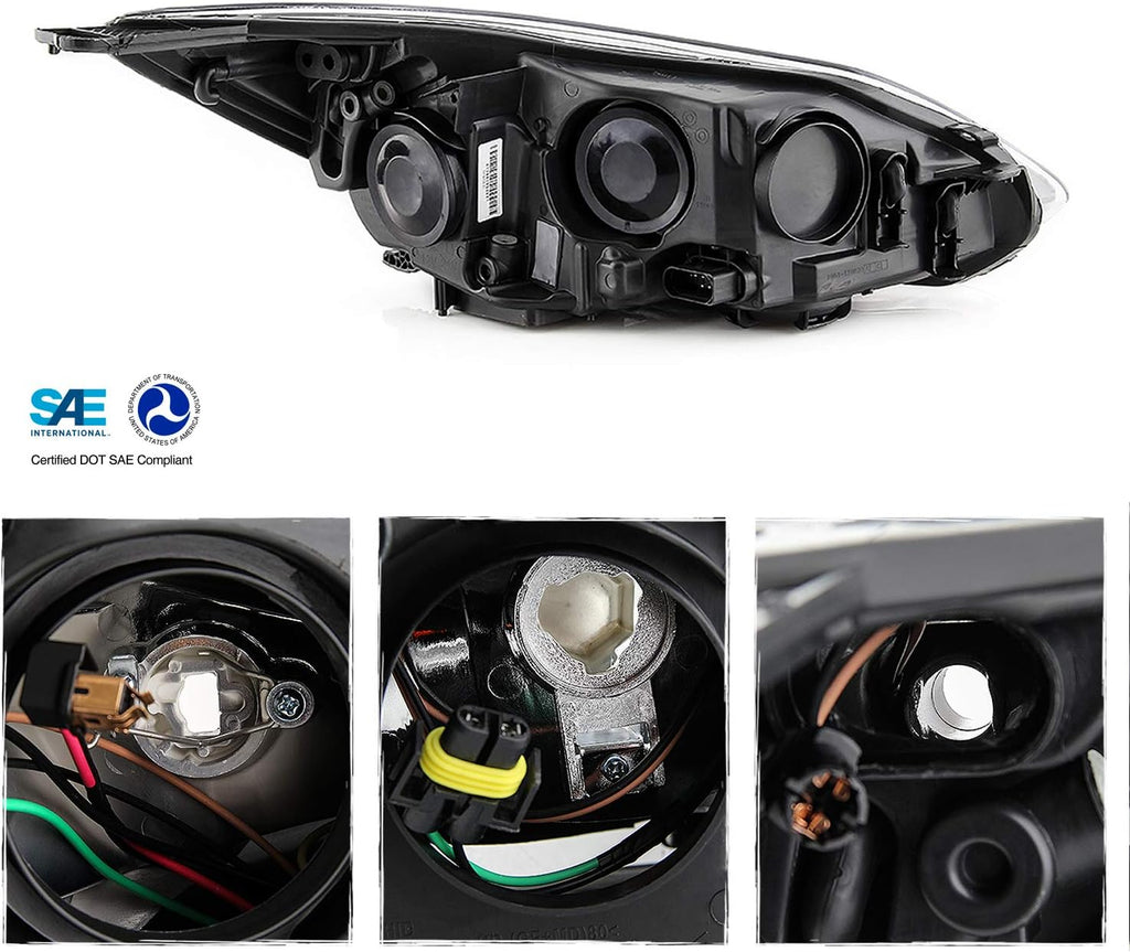 Black Trim Halogen Headlights Pair R1765
