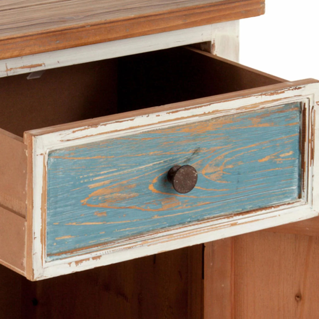 Rustic Multi-Color Wood 1-Drawer 1-Door End Table Y195324