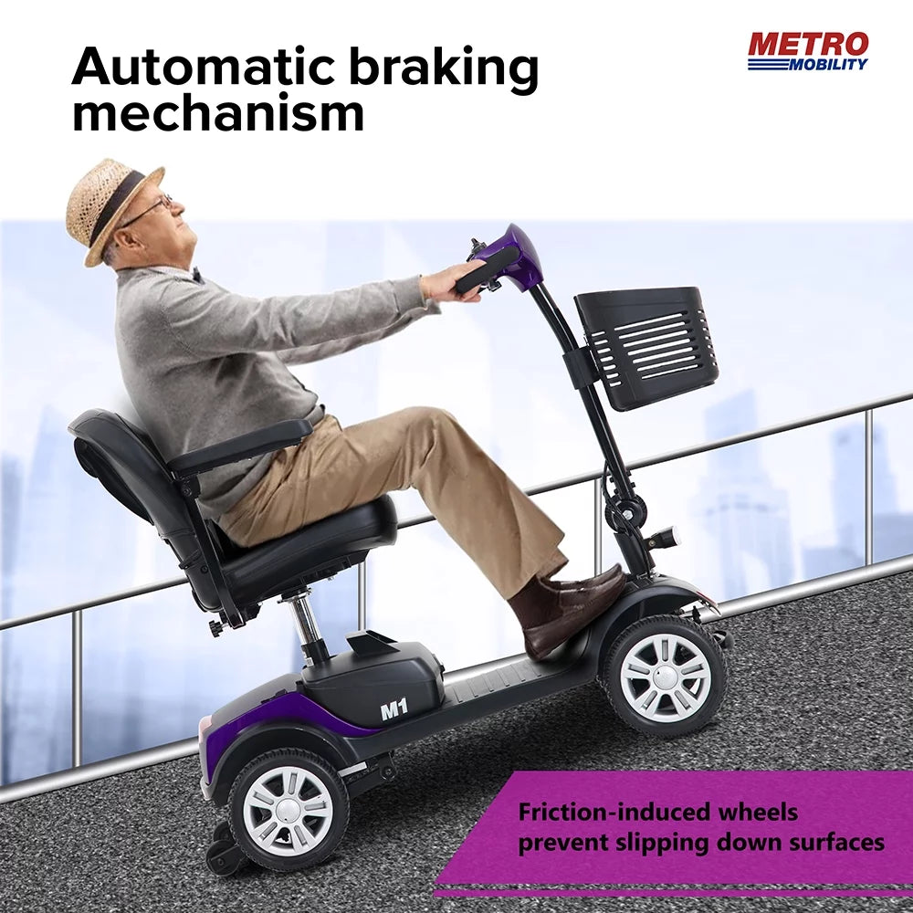 4 Wheel Purple Mobility Scooter with Detachable Basket M399615