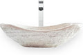 Tan Travertine Chiseled Stone Bathroom Vessel Sink X38652