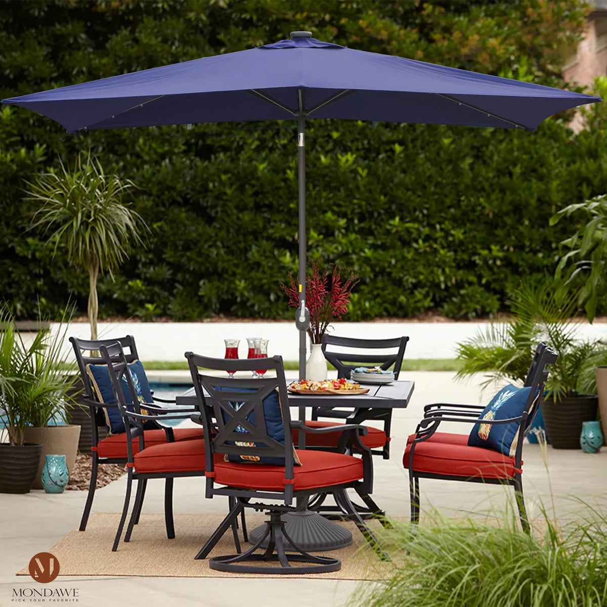 6.5 x 10ft Rectangular Patio Umbrella with 26 Led Lights U495618