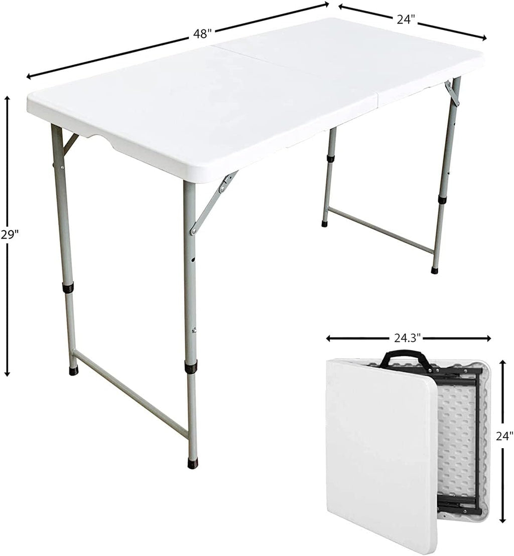 Folding Plastic Dining Table with Handle White 8ft K8247