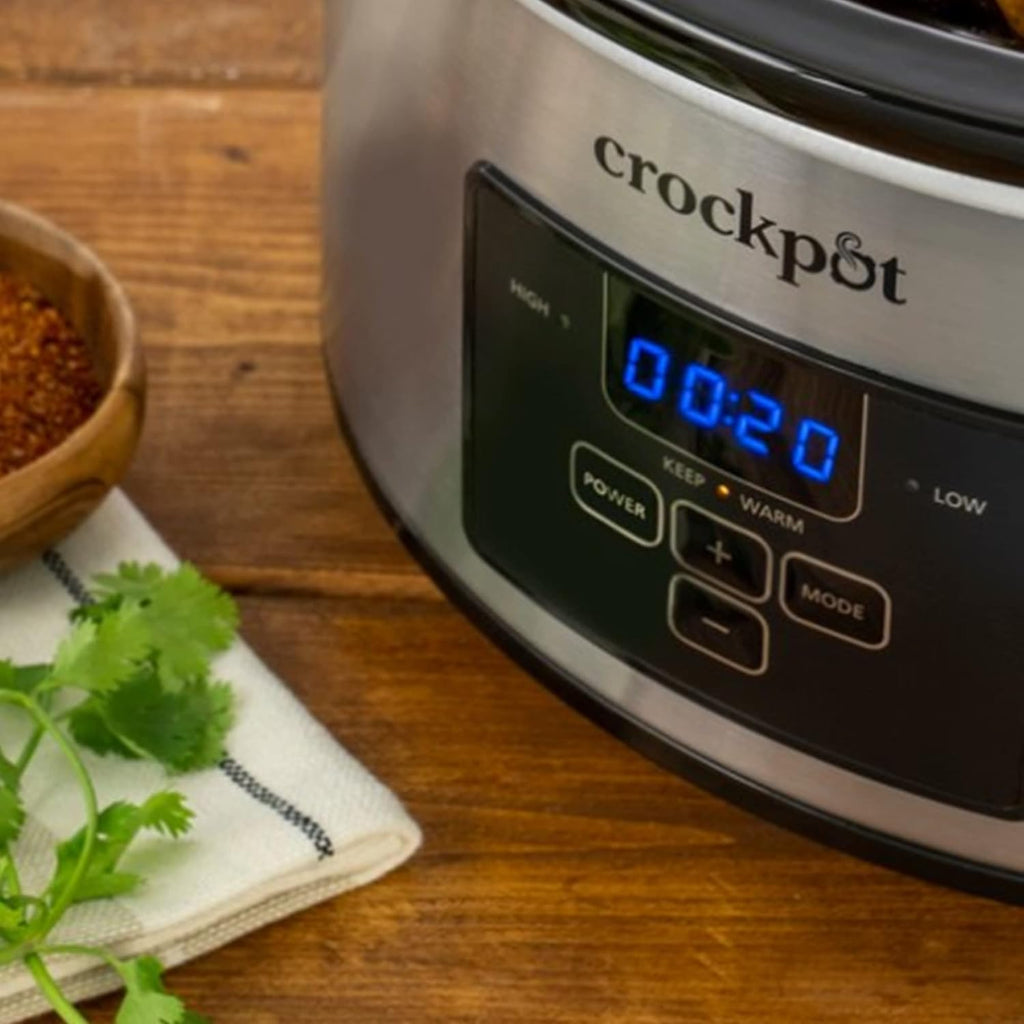4 Quart Programmable Slow Cooker with Locking Lid, Stainless Steel S43356