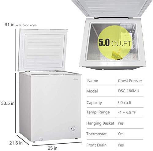 White 10 Cu.Ft Chest Freezer with 3 Removable Basket and Lock N75244