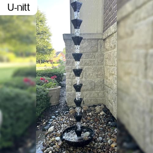 8.5 FT Metal Black Rain Chain with Square Cups D52874