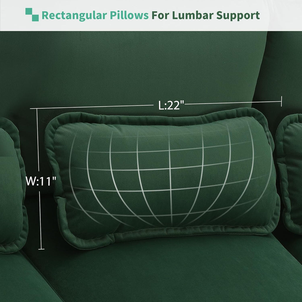Green Upholstered Sectional Sofa with Chaise Lounge Z12241
