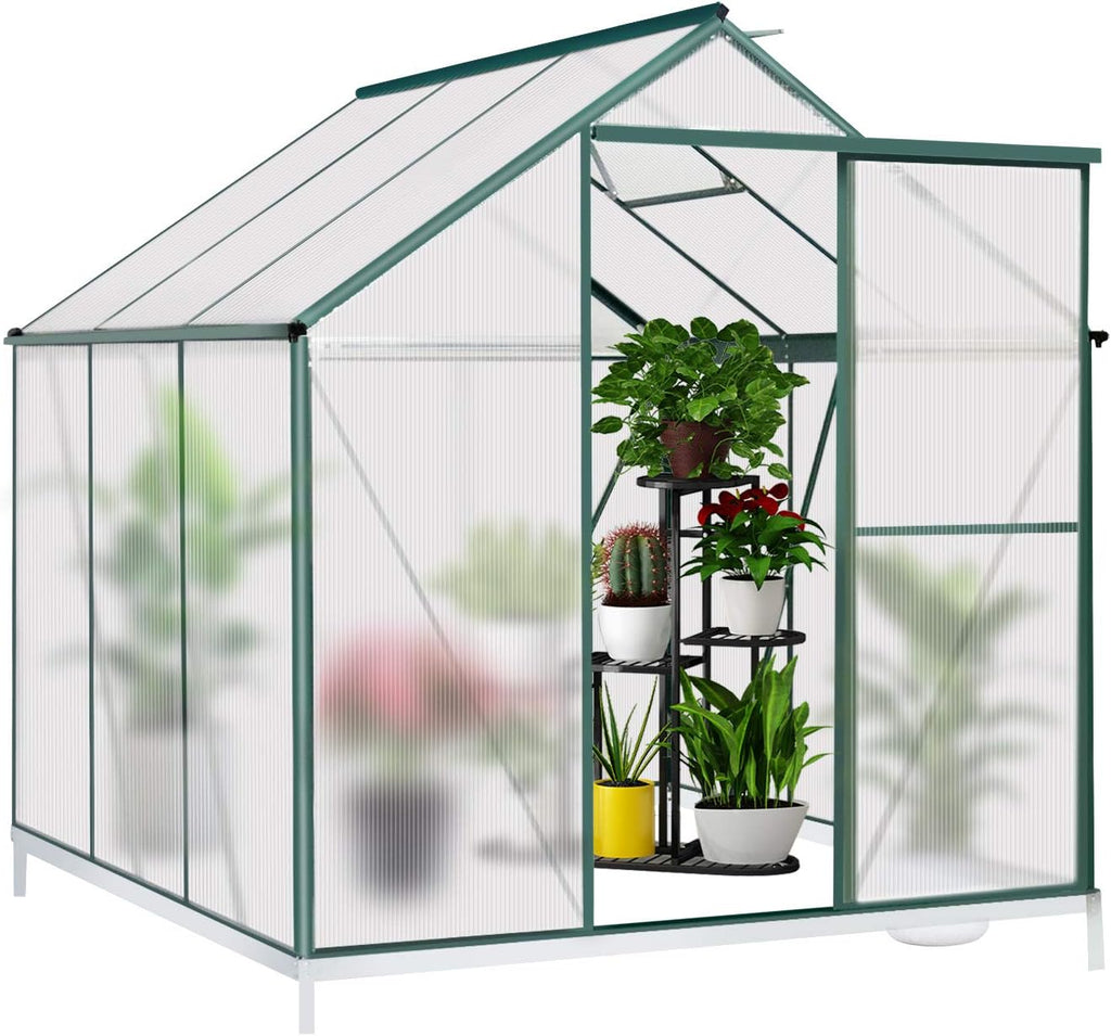 Polycarbonate Greenhouse with Sliding Door 8' x 6' S716