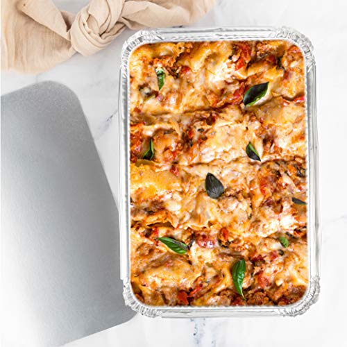 Disposable 4 LB Aluminum Oblong Baking Pans 12'' X 8'' X 2'' Inch With Cardboard Lids Bakeware Pack of 10 Pans and 10 Lids L3036