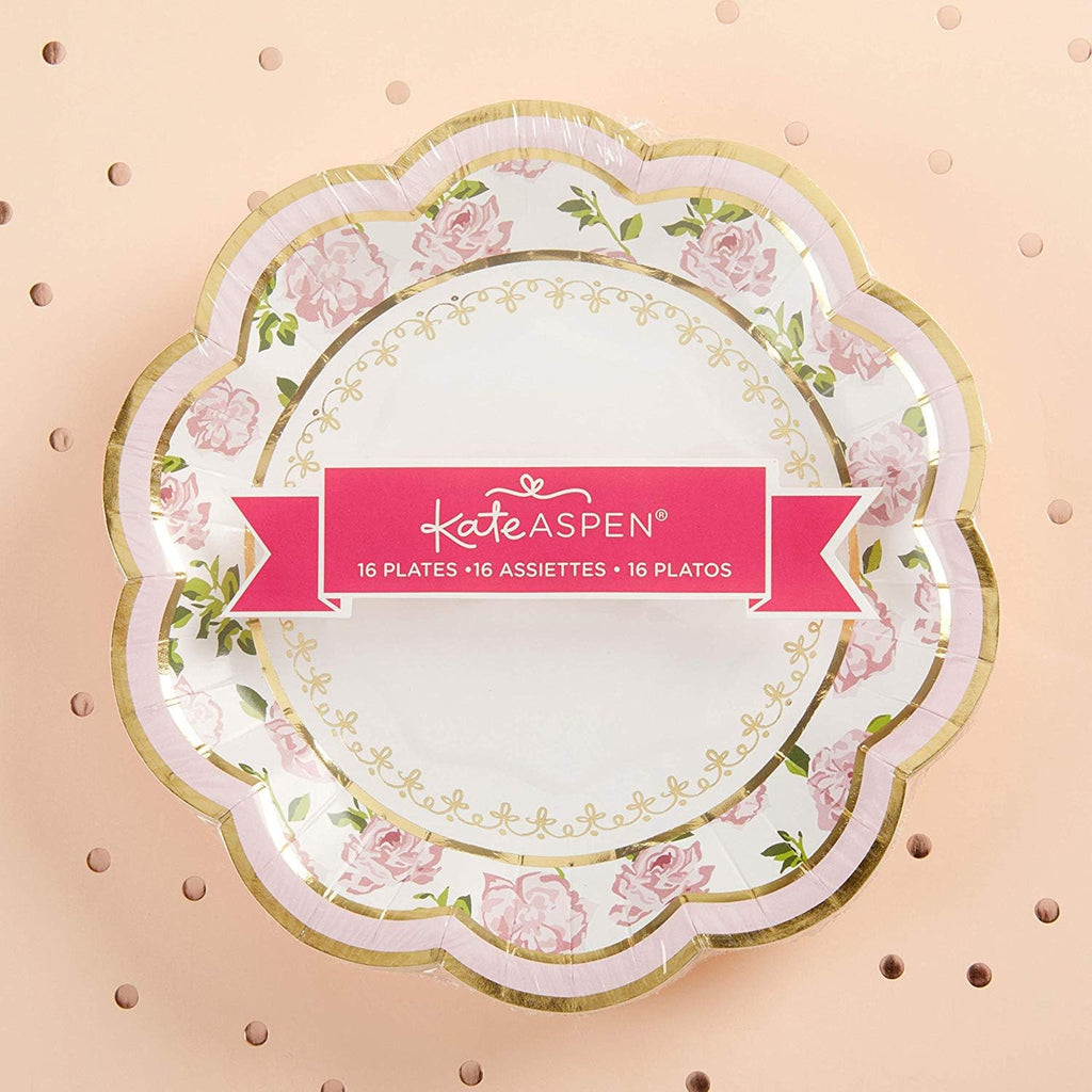 32 Pcs 7 Inch Pink Floral Paper Plates Y3441