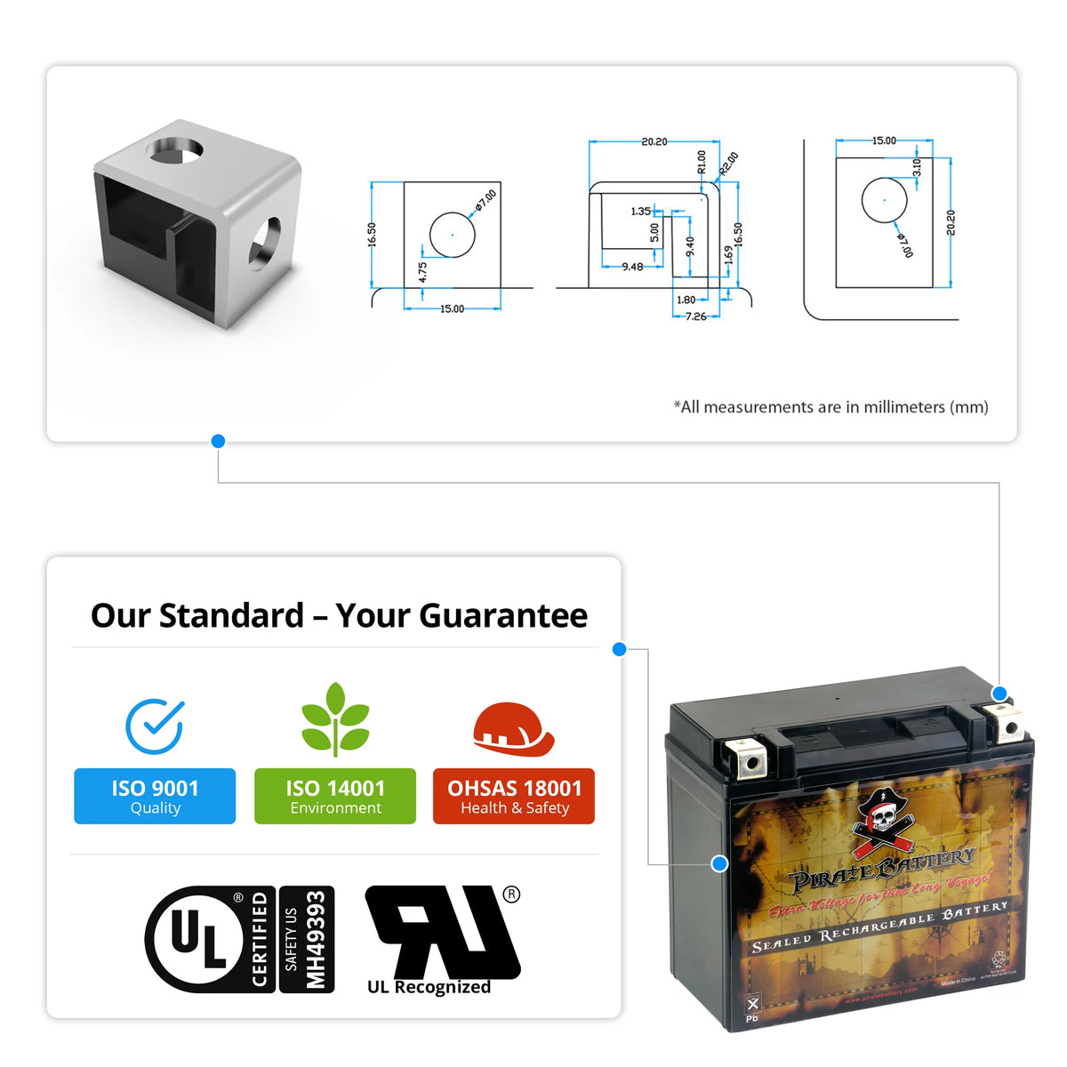 12 Volts 18 Ah 310 Cca Motorcycle Battery Y617