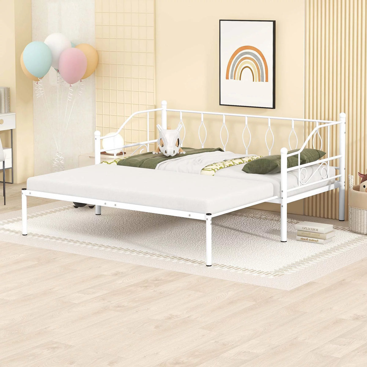 White Twin Metal Daybed with Trundle C66052