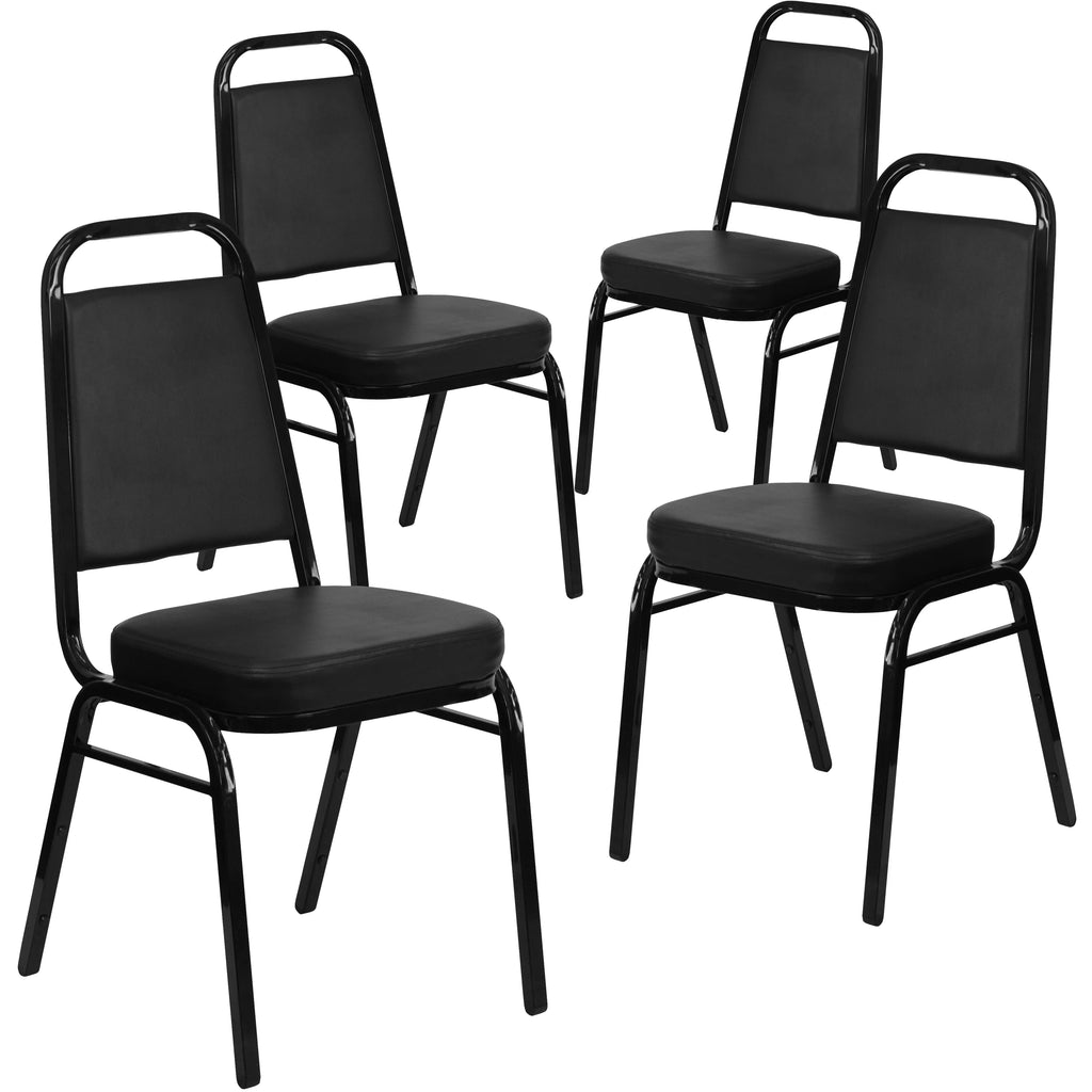 4 Pack Black Vinyl Stacking Banquet Chair Y885538