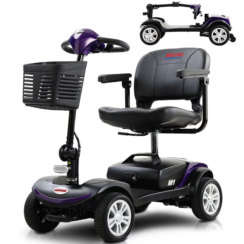 4 Wheel Purple Mobility Scooter with Detachable Basket M399615