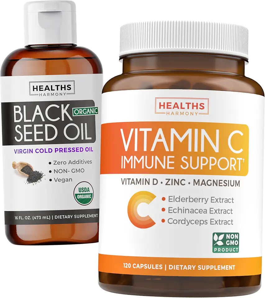 Black Seed Oil Liquid & Vitamin C Immune Support I464967