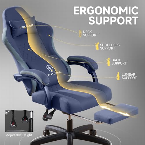 Fabric Gaming Chair with Footrest M984412