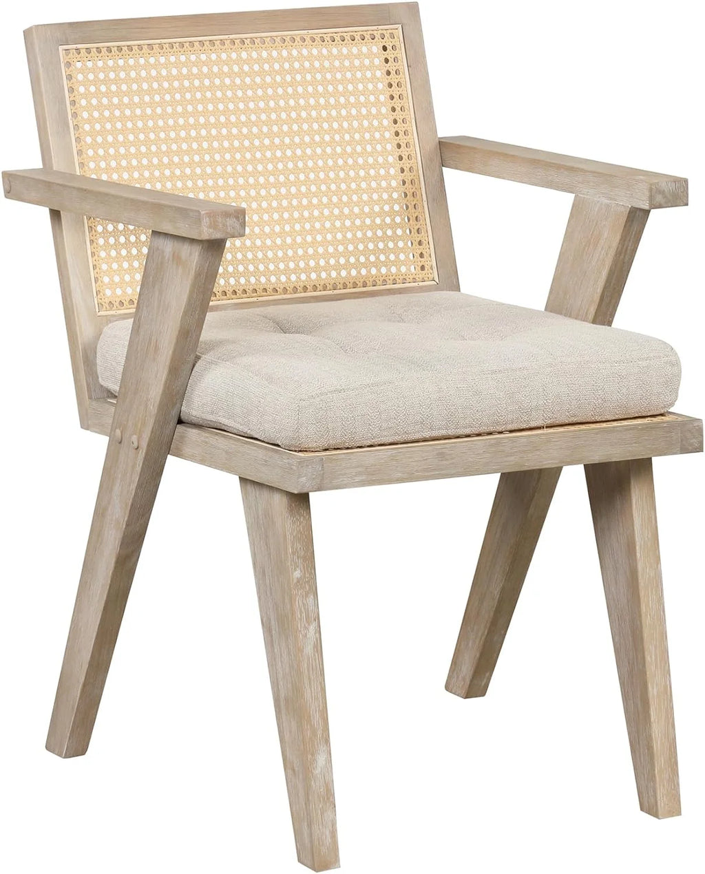 Mid Century Modern Accent Chair with Rattan Backrest and Padded Seat H699386