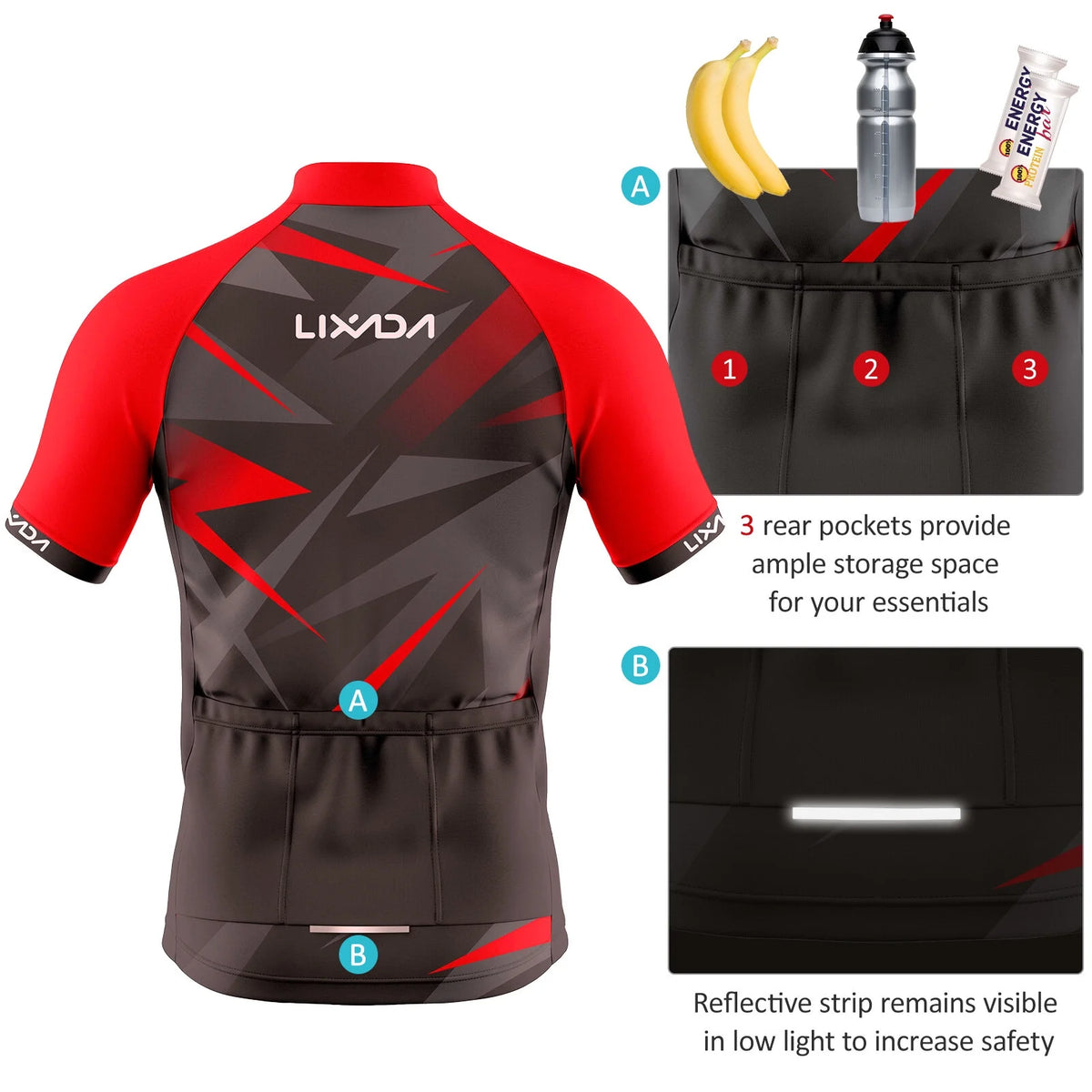 Men Cycling Jersey Short Sleeve Bike Shirt and Padded Shorts Bicycle Clothing Suit I51265