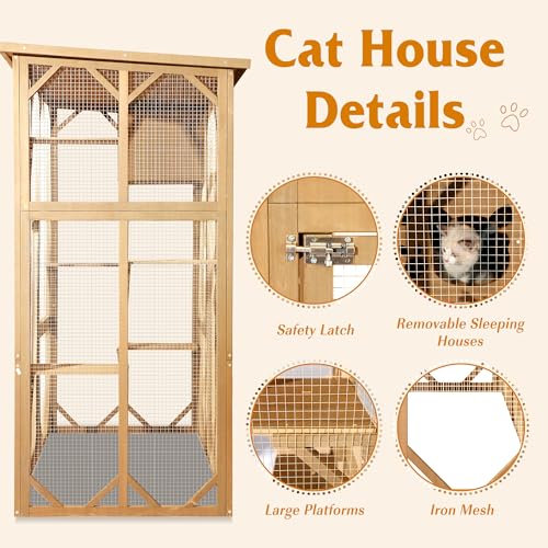 Grey Large Wooden Cat Enclosure with Platform X45439