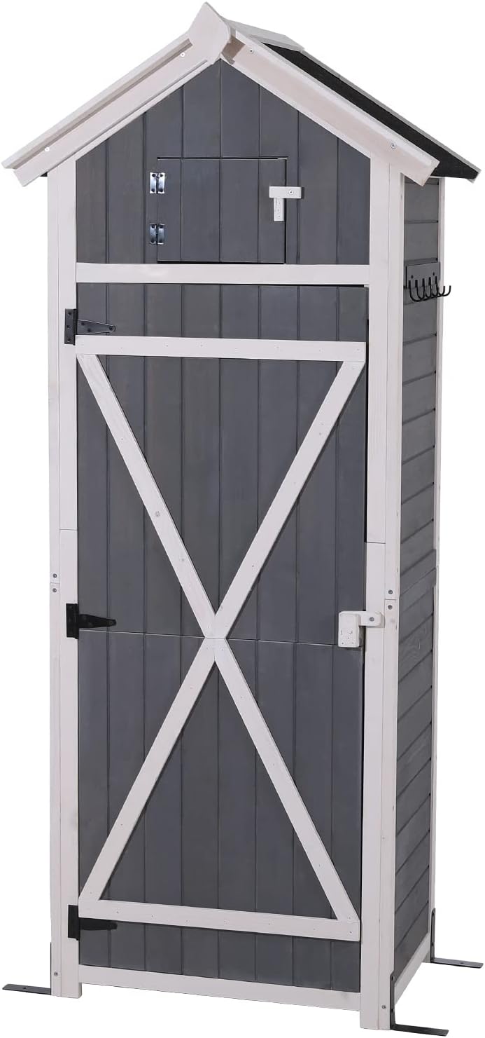 Outdoor Storage Shed with Lockable Doors E7696