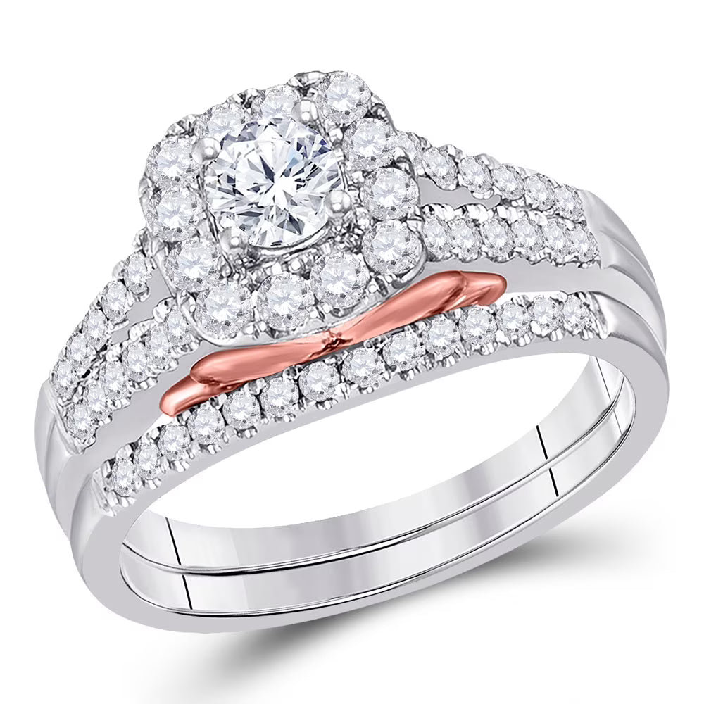 14kt Two-tone Gold Diamond Bridal Ring Band Set 1 Cttw Ring Size 8 D770