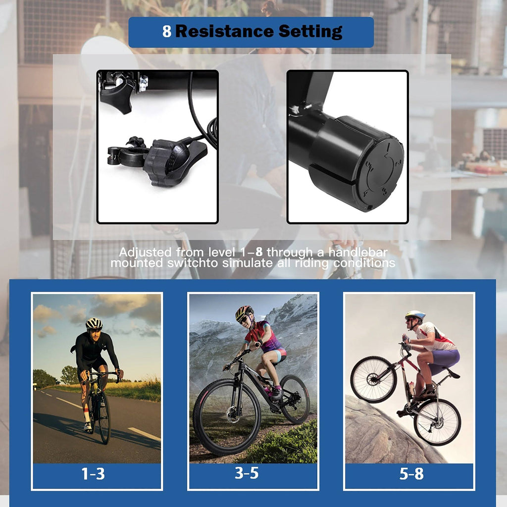 Magnetic Indoor Bicycle Trainer Exercise Stand 8 Levels - Black Y51274