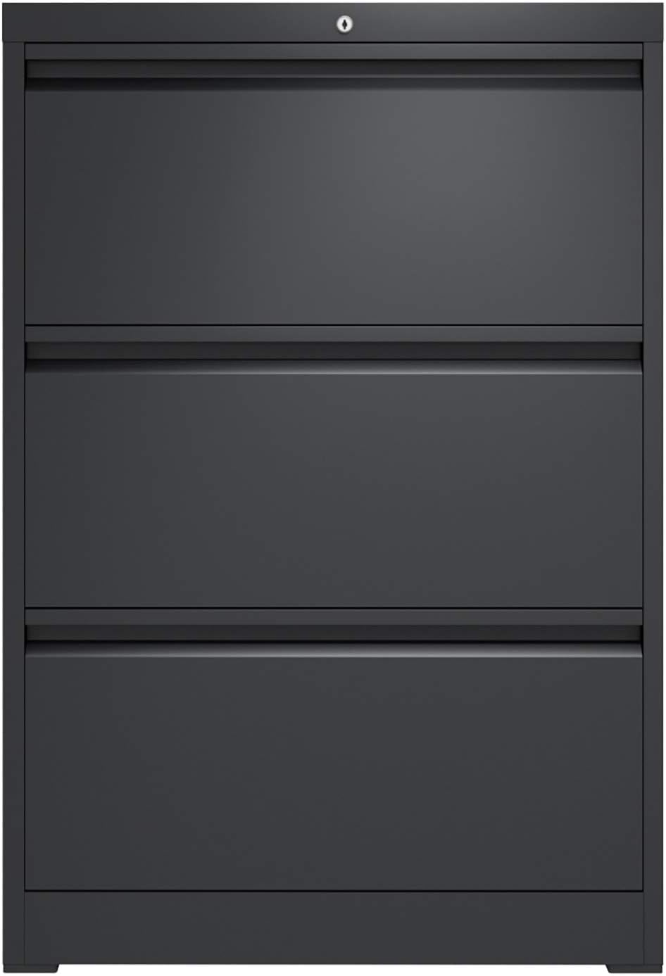 Black 3 Drawer Metal Lateral Filing Cabinet V656