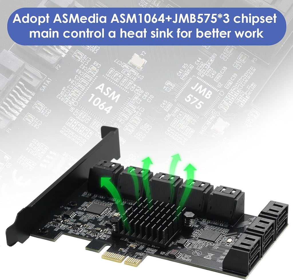 1X PCIE SATA Card 16 Ports with 16 SATA Cables T90700