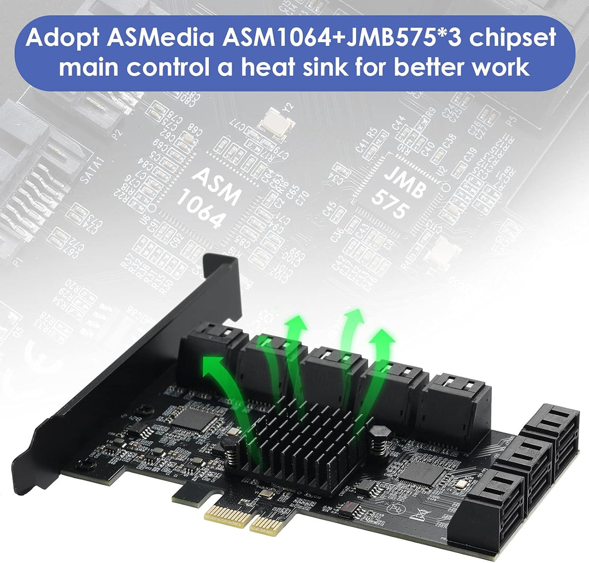 1X PCIE SATA Card 16 Ports with 16 SATA Cables T90700