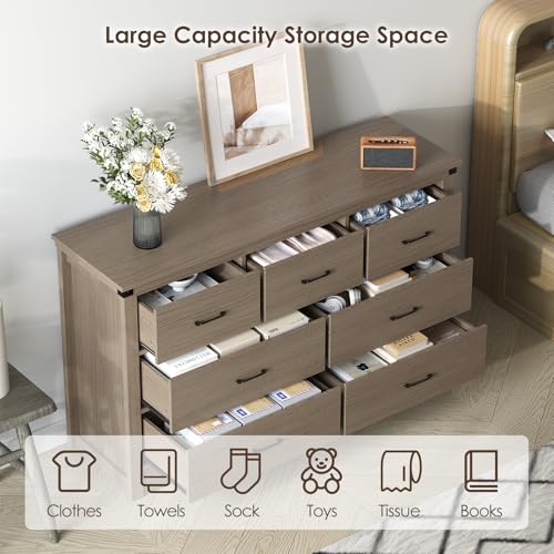 White 6 Drawer Wood Dresser with Metal Handle J39932