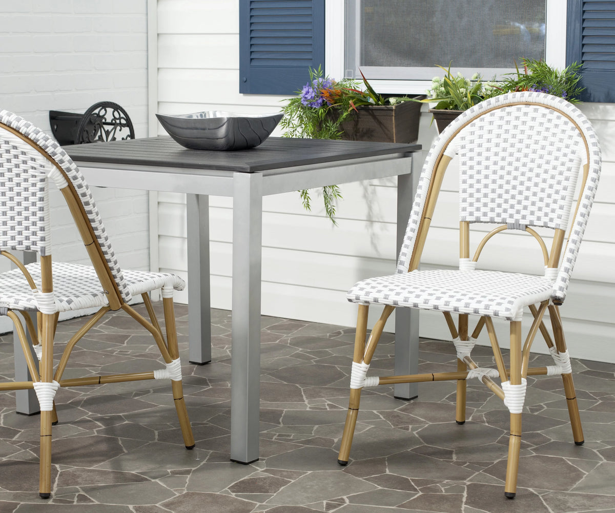 Blue White Set of 2 Outdoor Bistro Side Chair D89884