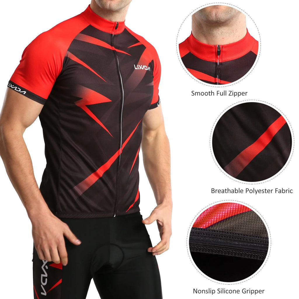 Men Cycling Jersey Short Sleeve Bike Shirt and Padded Shorts Bicycle Clothing Suit I51265