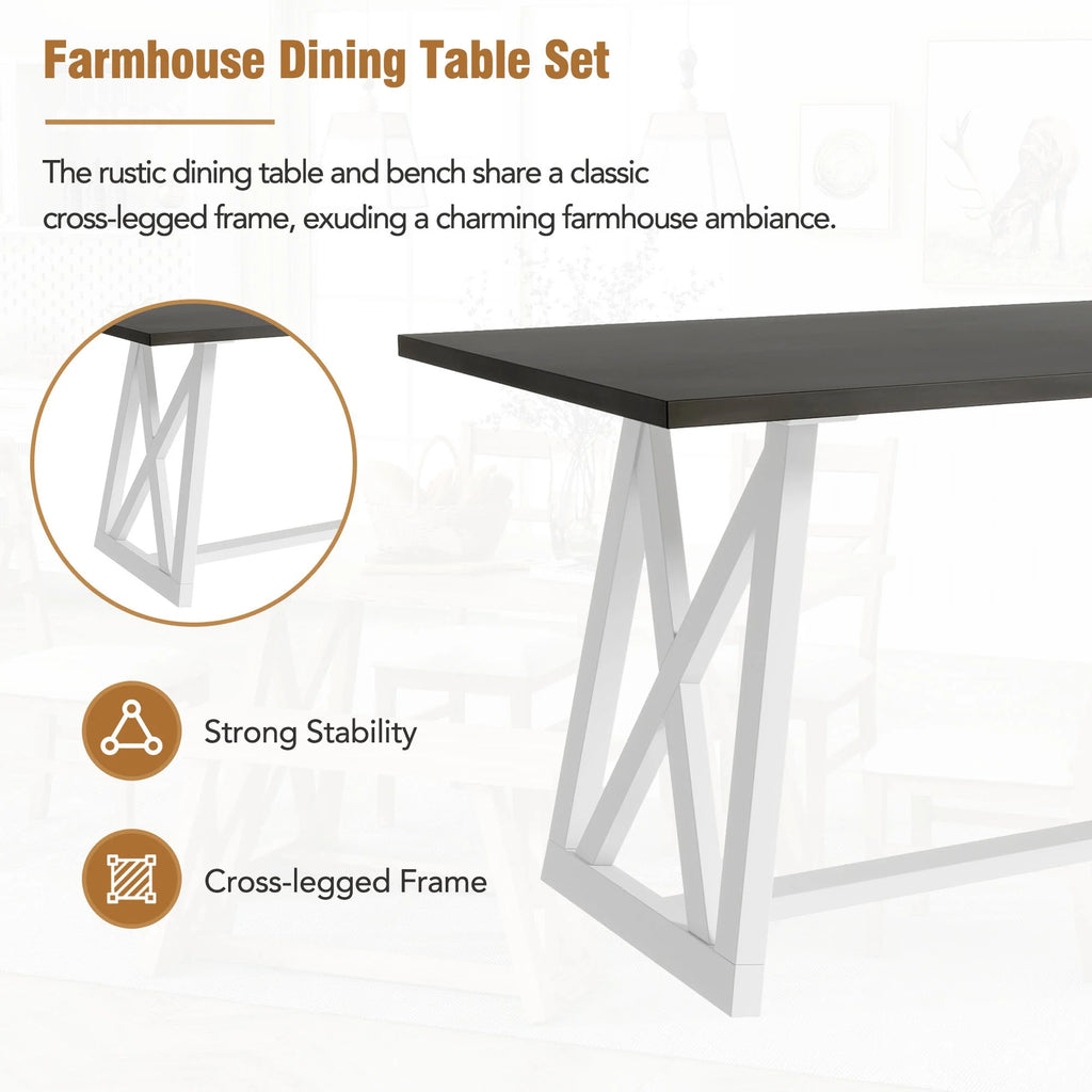 6-Piece Solid Wood Dining Table Set with 4 Upholstered Chairs & 1 Bench R382843