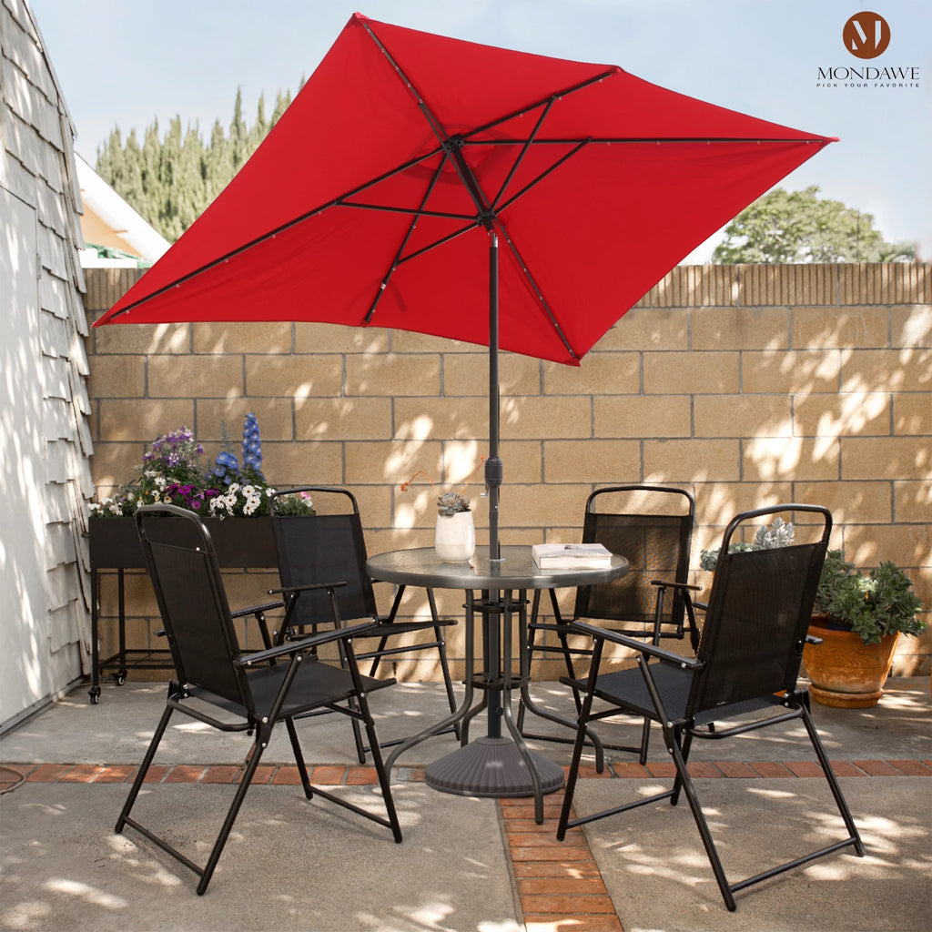 6.5 x 10ft Rectangular Patio Umbrella with 26 Led Lights U495618