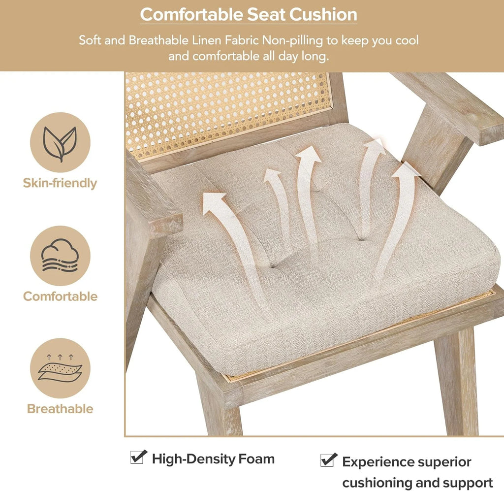 Mid Century Modern Accent Chair with Rattan Backrest and Padded Seat H699386