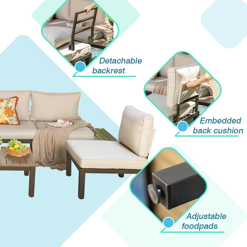 6-Piece Patio Conversation Set Outdoor Sofa with Cushions B8037