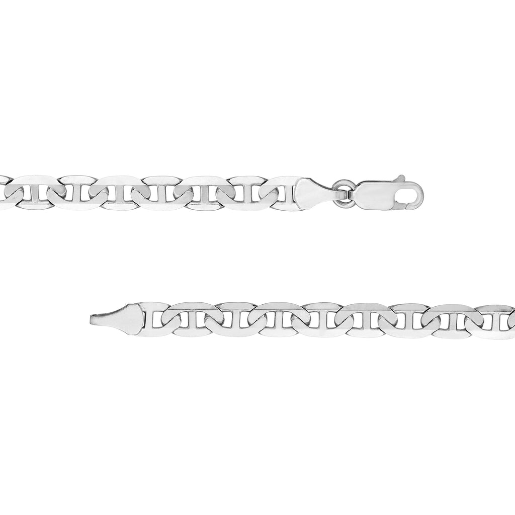 14K White Gold 18" 5.6mm Flat Mariner Chain Necklace O1251