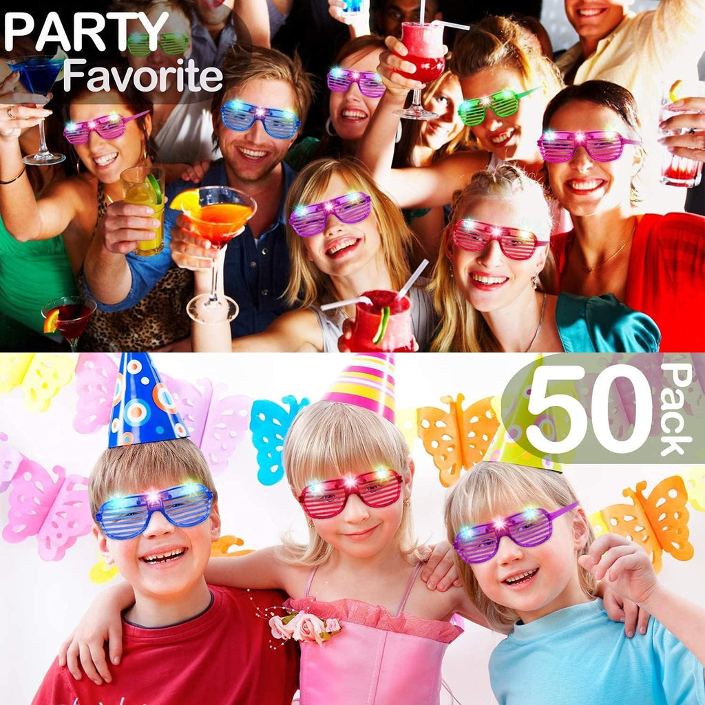 50 Pack LED Glow in The Dark Party Glasses A367