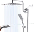 Chrome Rainfall Shower Head with Handheld Combo, Stainless Steel, Brass Holder, Extra Long Hose W88915