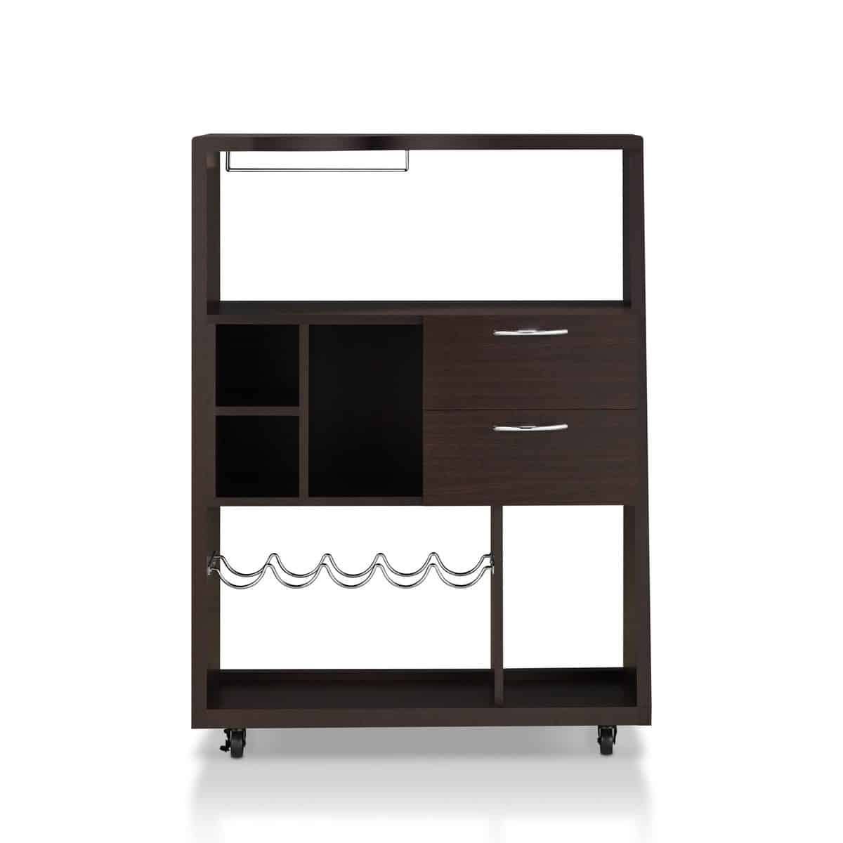 Walnut 2-Drawer Wood Mini Bar U35079