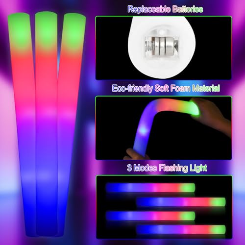 20 Pack LED Light Up Foam Glow Sticks U258