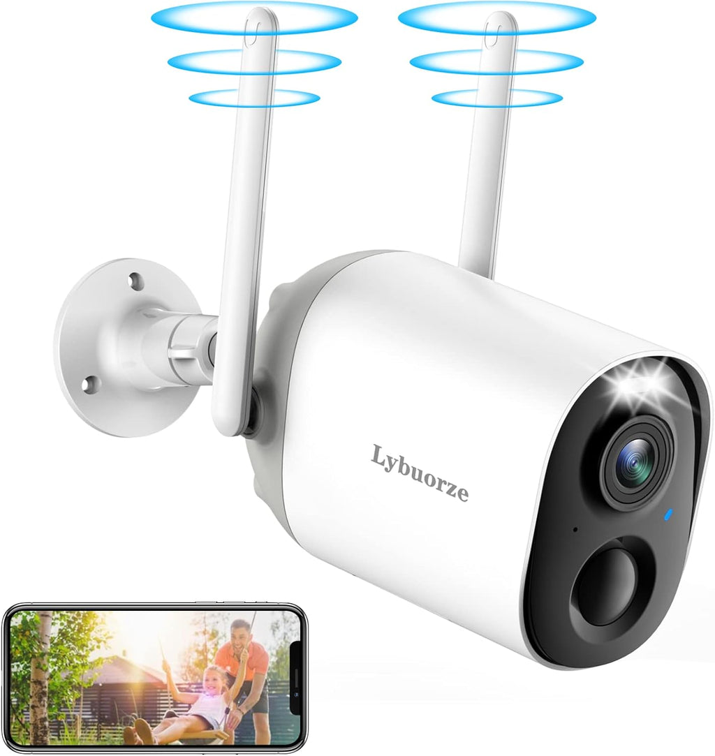 Wireless Outdoor Security Cameras with Spotlights Siren Color Night Vision IP66 Waterproof Rechargeable Battery Q675