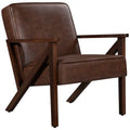 Faux Leather Accent Chair with Wood Legs Y34854