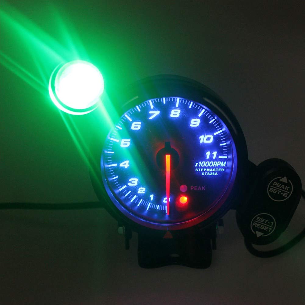 12V 3.75 Inch 11000 RPM Blue LED Tachometer Gauge Kit with Shift Light M9133