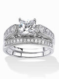 Princess-Cut Cubic Zirconia 2-Piece Bridal Ring Set in Solid 10k White Gold G6867