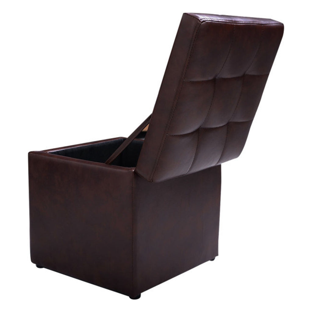 Brown Ottoman Pouffe Storage Box Footstool 16 Inch S6718