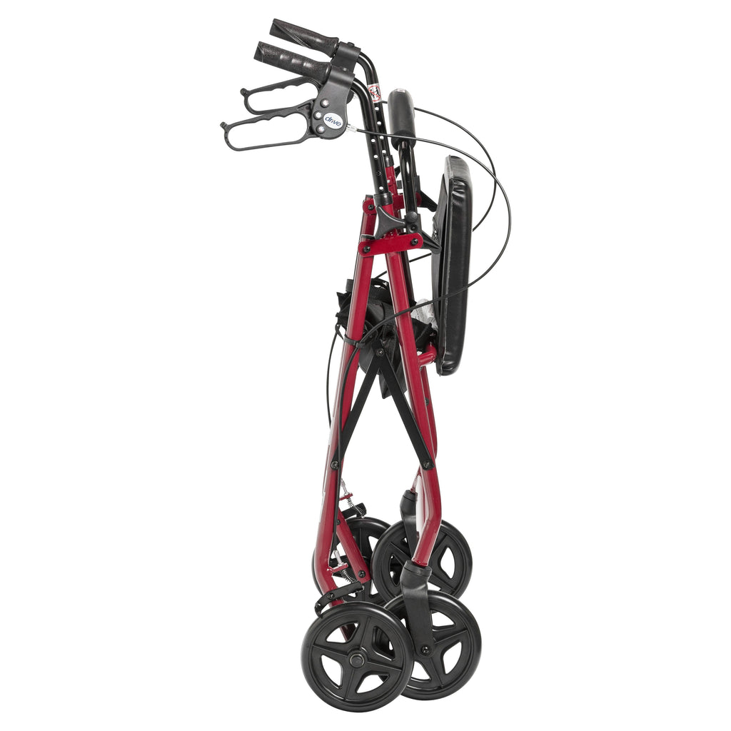 Red Aluminum Rollator with Padded Seat L966
