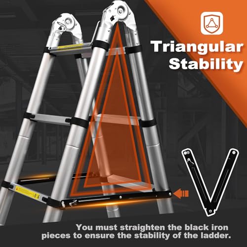 15.5 Ft Telescoping Aluminum Ladder with Non-Slip Feet H418