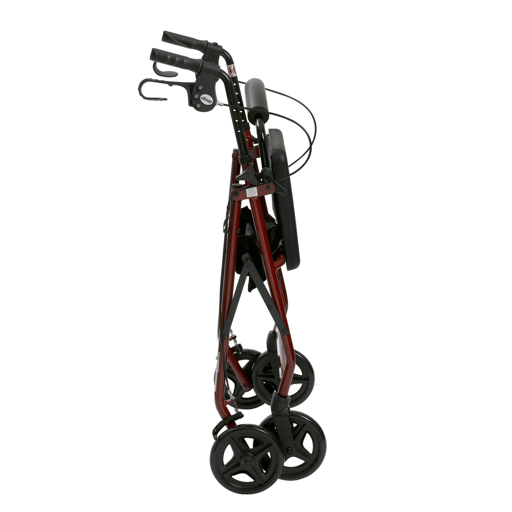 Red Aluminum Rollator with Padded Seat L966